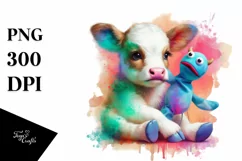 Colorful Baby Cow with Puppet PNG Product Image 3