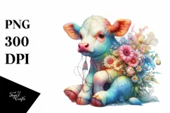 Colorful Baby Cow with Puppet PNG Product Image 3