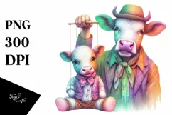 Colorful Pastel Baby Cow Puppet PNG Product Image 1