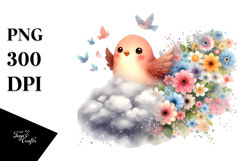 Watercolor Bird Made of Flowers, PNG Product Image 1