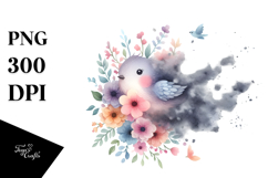 Watercolor Bird Made of Flowers, PNG Product Image 1
