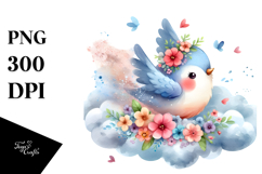 Watercolor Bird Made of Flowers, PNG Product Image 1