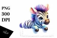 Colorful Baby Zebra Smiling | Sublimation | Clipart Product Image 1