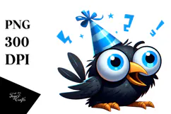 Cartoony Bird with Party Hat PNG Product Image 1