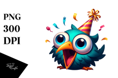 Goofy Bird with Party Hat, PNG Product Image 1