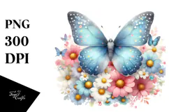 Colorful Flower Butterfly Silhouette, PNG Product Image 1