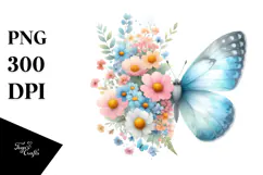Colorful Flower Butterfly Silhouette, PNG Product Image 1
