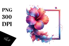 Shiny Hibiscus in Watercolor, PNG Product Image 1