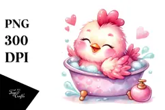 Cute Rooster with Bathtub PNG Product Image 1