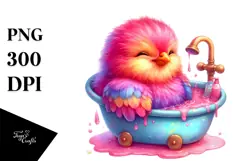 Cute Rooster with Bathtub PNG Product Image 1
