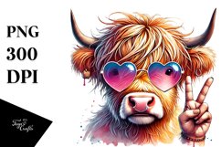 Highland Calf with Sunglasses, PNG Product Image 1