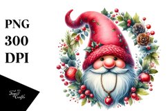 Vibrant Watercolor Christmas Gnome PNG Product Image 1