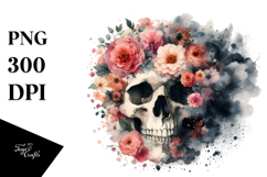 Grunge Skull Watercolor Painting PNG Product Image 1