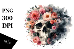 Grunge Skull Flower Painting, PNG Product Image 1