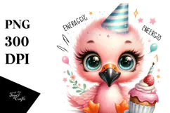 Energetic Baby Flamingo PNG Product Image 1