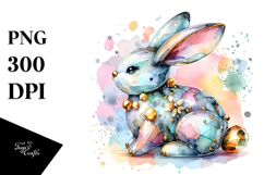 Watercolor Colorful Pastel Bunny Made of PNG Product Image 1