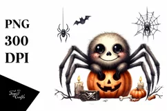 Funny Watercolor Halloween Spider Clipart Product Image 3