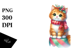 Christmas Cat with Decorations PNG Product Image 1