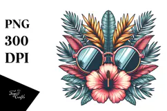 Retro Tropical Flower Sunglasses PNG Product Image 1