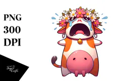 Cute Cat with Flower Crown PNG Product Image 1