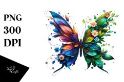 Butterfly with Flowers PNG Product Image 3