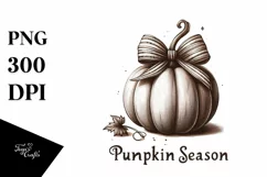 Pumpkin Season with Textured Bow PNG Product Image 1
