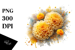 Marigold with Watercolor Splash PNG Product Image 1