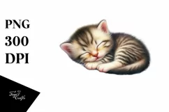Colorful Baby Kitten Sleeping in Flower | Clipart Product Image 3
