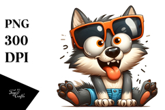 Silly Wolf with Oversized Sunglasses PNG Product Image 1