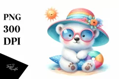 cute Baby Polar Bear Watercolor Clipart Product Image 1