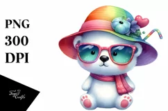 cute Baby Polar Bear Watercolor Clipart Product Image 3