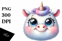 Funny Baby Face Expressive Unicorn, PNG Product Image 1