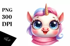 Funny Baby Face Expressive Unicorn, PNG Product Image 1