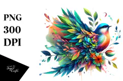 Vibrant Watercolor Bird with 3D Flowers, 20 oz Tumbler Product Image 1