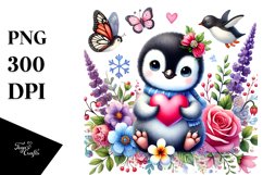 Adorned Penguin with Heart PNG Product Image 1