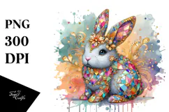 Colorful Bunny Made of Diamonds PNG Product Image 1