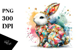 Colorful Bunny Made of Diamonds PNG Product Image 1