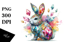 Colorful Bunny Made of Diamonds PNG Product Image 1