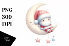 Cow on Moon with Snowflakes, High-Res PNG Product Image 3