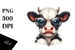 Funny Cow with Sunglasses PNG Product Image 1