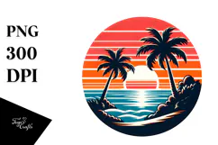 Retro Tropical Island Sunset Clipart Tshirt, 20 oz Tumbler Product Image 1