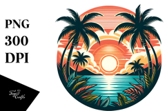 Retro Tropical Island Sunset, 20 oz Tumbler PNG Product Image 1