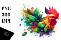 Vibrant Watercolor Chicken, PNG Product Image 1