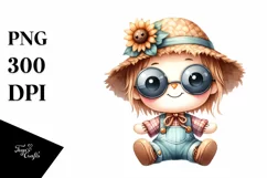 Cute Watercolor Small Baby Scarecrow | Clipart Product Image 1