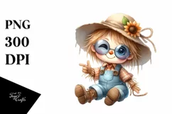 Cute Watercolor Small Baby Scarecrow | Clipart Product Image 3