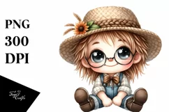 Cute Watercolor Small Baby Scarecrow | Clipart Product Image 3