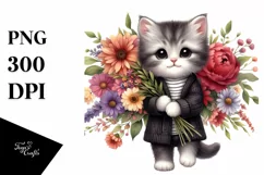 Kitten Flower Bouquet | Sublimation Clipart Product Image 3