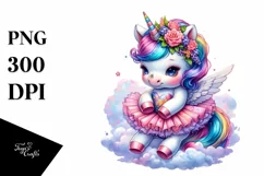 Baby Unicorn Wearing Tutu PNG Product Image 1