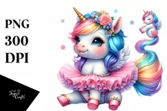 Baby Unicorn in Tutu, Charming PNG Product Image 1