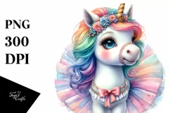 Baby Unicorn Wearing Tutu PNG Product Image 1